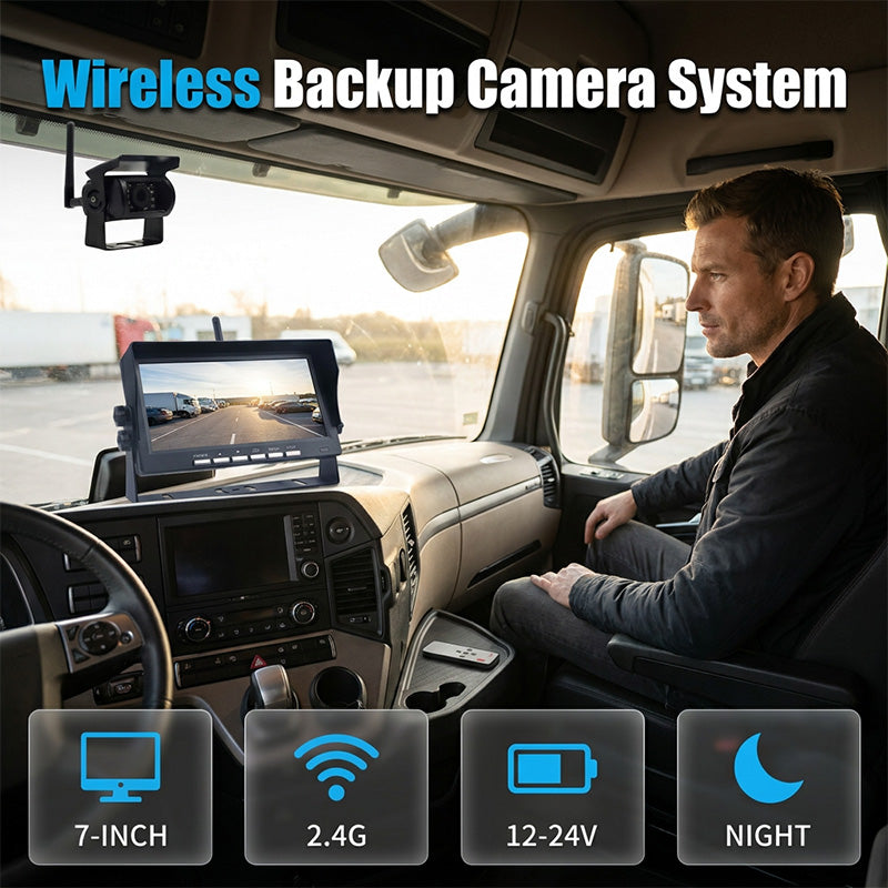 ⏳🔥LIMITED-TIME 55% OFF! ⏰7-Zoll Rückfahrkamera Set mit Monitor – Kabellos für LKW, Bus & Traktor 🚛 Klare Rückansicht