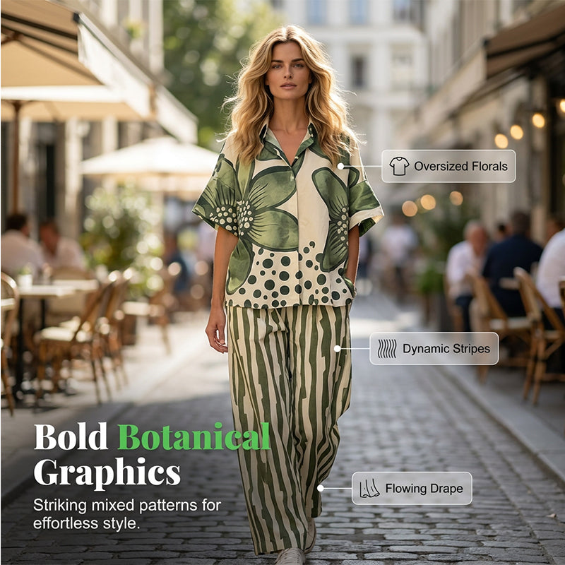 🌺2-teiliges Set aus bedrucktem Oberteil und Hose für Damen