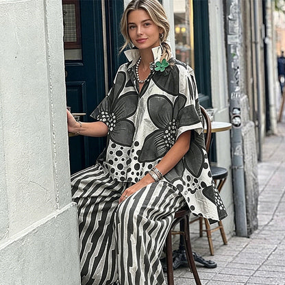 🌺2-teiliges Set aus bedrucktem Oberteil und Hose für Damen