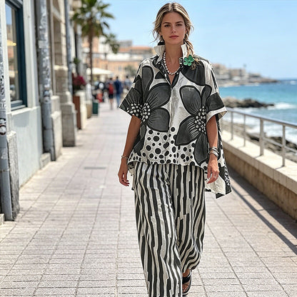🌺2-teiliges Set aus bedrucktem Oberteil und Hose für Damen