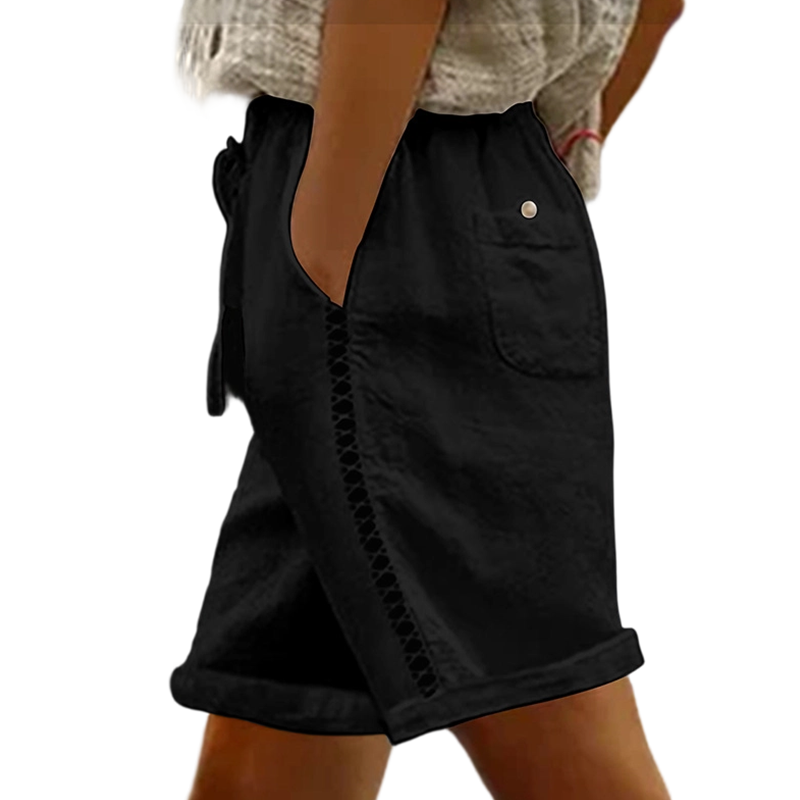 🩳 Lässige Damen-Shorts mit Kordelzug & Spitzenverzierung, stilvoll & atmungsaktiv✨