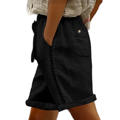 🩳 Lässige Damen-Shorts mit Kordelzug & Spitzenverzierung, stilvoll & atmungsaktiv✨