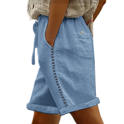 🩳 Lässige Damen-Shorts mit Kordelzug & Spitzenverzierung, stilvoll & atmungsaktiv✨