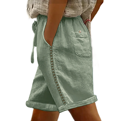 🩳 Lässige Damen-Shorts mit Kordelzug & Spitzenverzierung, stilvoll & atmungsaktiv✨