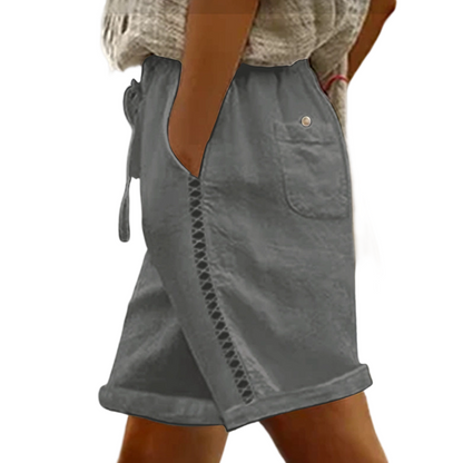 🩳 Lässige Damen-Shorts mit Kordelzug & Spitzenverzierung, stilvoll & atmungsaktiv✨