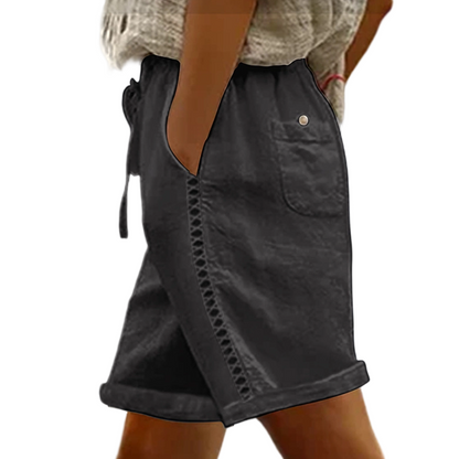 🩳 Lässige Damen-Shorts mit Kordelzug & Spitzenverzierung, stilvoll & atmungsaktiv✨