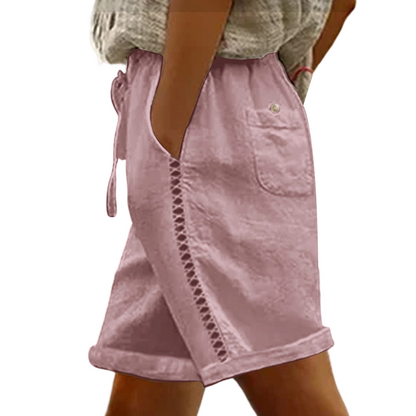 🩳 Lässige Damen-Shorts mit Kordelzug & Spitzenverzierung, stilvoll & atmungsaktiv✨