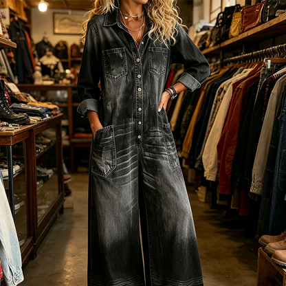 👖 Damen-Jumpsuit aus Denim mit langen Ärmeln – Lässig, bequem & vielseitig – Perfekt für jeden Tag & jeden Look – Jetzt -50%! versandfrei