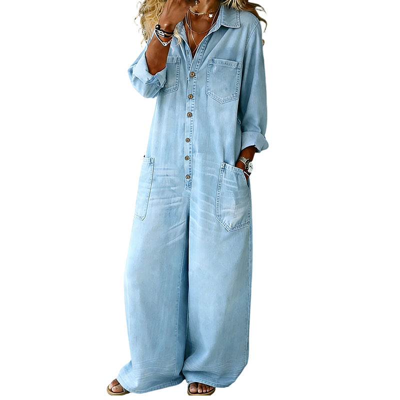 👖 Damen-Jumpsuit aus Denim mit langen Ärmeln – Lässig, bequem & vielseitig – Perfekt für jeden Tag & jeden Look – Jetzt -50%! versandfrei