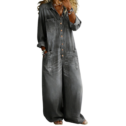 👖 Damen-Jumpsuit aus Denim mit langen Ärmeln – Lässig, bequem & vielseitig – Perfekt für jeden Tag & jeden Look – Jetzt -50%! versandfrei