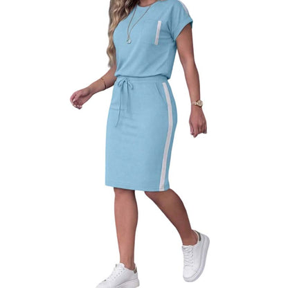 ☁️ Bequemes Damen-Set: T-Shirt & lockerer Rock mit Kordelzug🔥 Versandkostenfrei