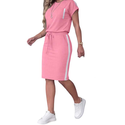☁️ Bequemes Damen-Set: T-Shirt & lockerer Rock mit Kordelzug🔥 Versandkostenfrei