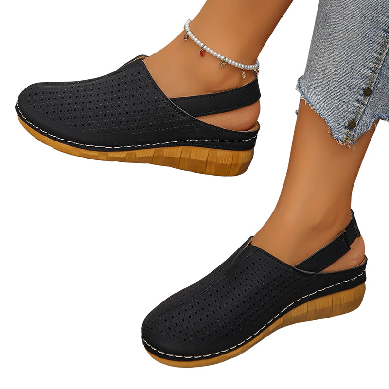 👡 Lässige Keilabsatz-Slingback-Sandalen mit perforiertem Design – atmungsaktiv & stylisch✨