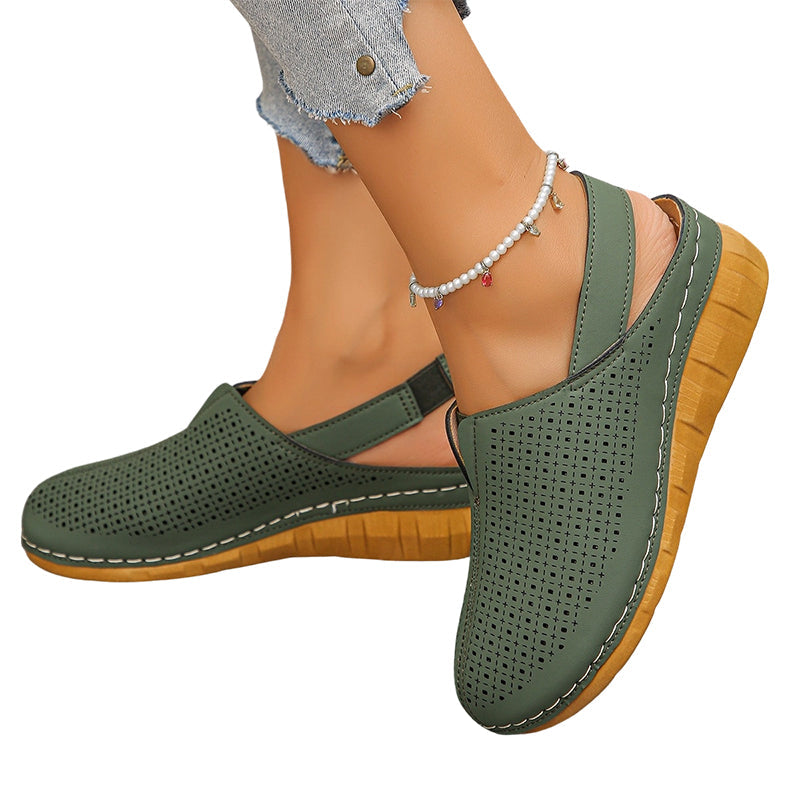 👡 Lässige Keilabsatz-Slingback-Sandalen mit perforiertem Design – atmungsaktiv & stylisch✨