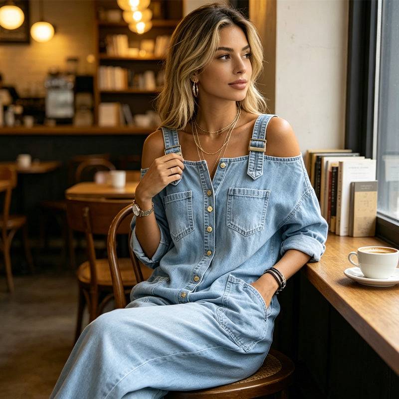 ✨ Weit geschnittener Damen-Overall mit weiten Beinen & Taschen | extrem bequem für den Alltag
