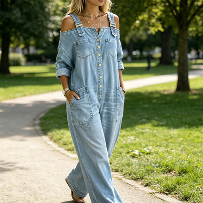 ✨ Weit geschnittener Damen-Overall mit weiten Beinen & Taschen | extrem bequem für den Alltag