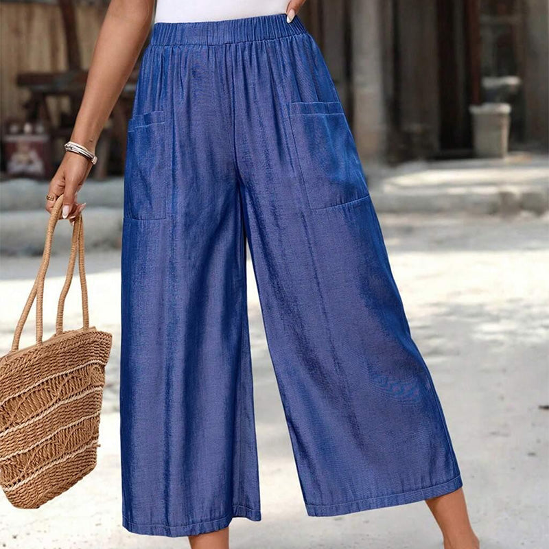 ☀️ Casual Wide-Leg Capri Trousers for Women, Soft & Comfortable, Ideal for Daily Wear