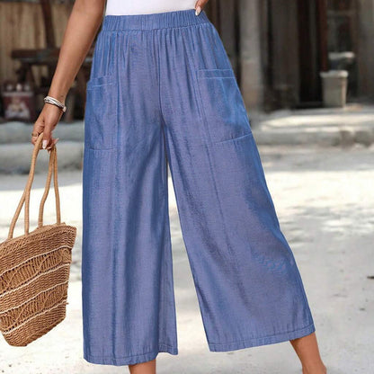 ☀️ Casual Wide-Leg Capri Trousers for Women, Soft & Comfortable, Ideal for Daily Wear
