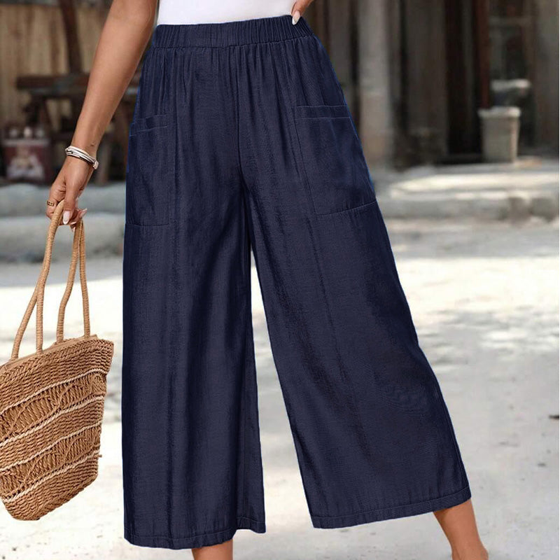 ☀️ Casual Wide-Leg Capri Trousers for Women, Soft & Comfortable, Ideal for Daily Wear