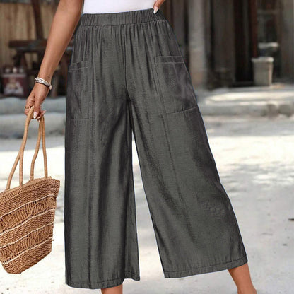 ☀️ Casual Wide-Leg Capri Trousers for Women, Soft & Comfortable, Ideal for Daily Wear