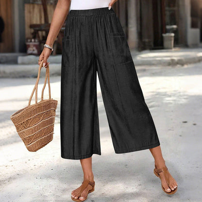 ☀️ Casual Wide-Leg Capri Trousers for Women, Soft & Comfortable, Ideal for Daily Wear
