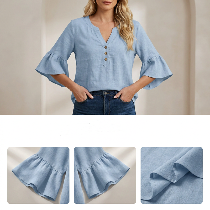 ✨ Zeitlos elegant: Einfarbiges V-Ausschnitt-Top – lässig, bequem & vielseitig für jeden Tag
