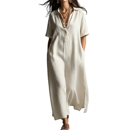 ✨ Versandfrei👗 Damen Kleid mit Reverskragen & Kurzarmen – zeitlose Eleganz trifft auf leichte, hautangenehme Qualität