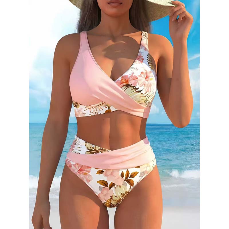 ✨ Hochtailliertes Blumen-Bikini-Set mit Wickel-Bikinitop | Strand- & Pooloutfit, figurbetonend