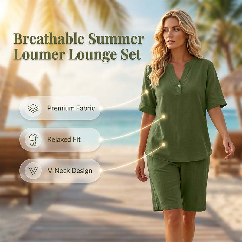 👕🩳 Lässiges Damen-Set: Einfarbiges Kurzarm-Oberteil & Shorts – bequem & luftig