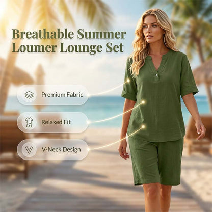 👕🩳 Lässiges Damen-Set: Einfarbiges Kurzarm-Oberteil & Shorts – bequem & luftig