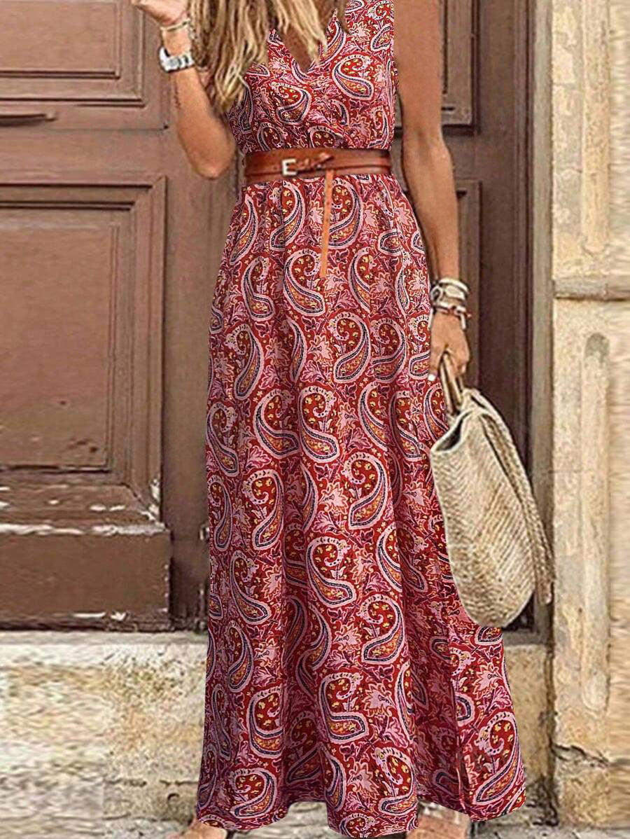 🔥 Nur noch heute: Halbpreis auf ärmelloses Urlaubskleid mit Paisley-Druck, lässig & stylisch