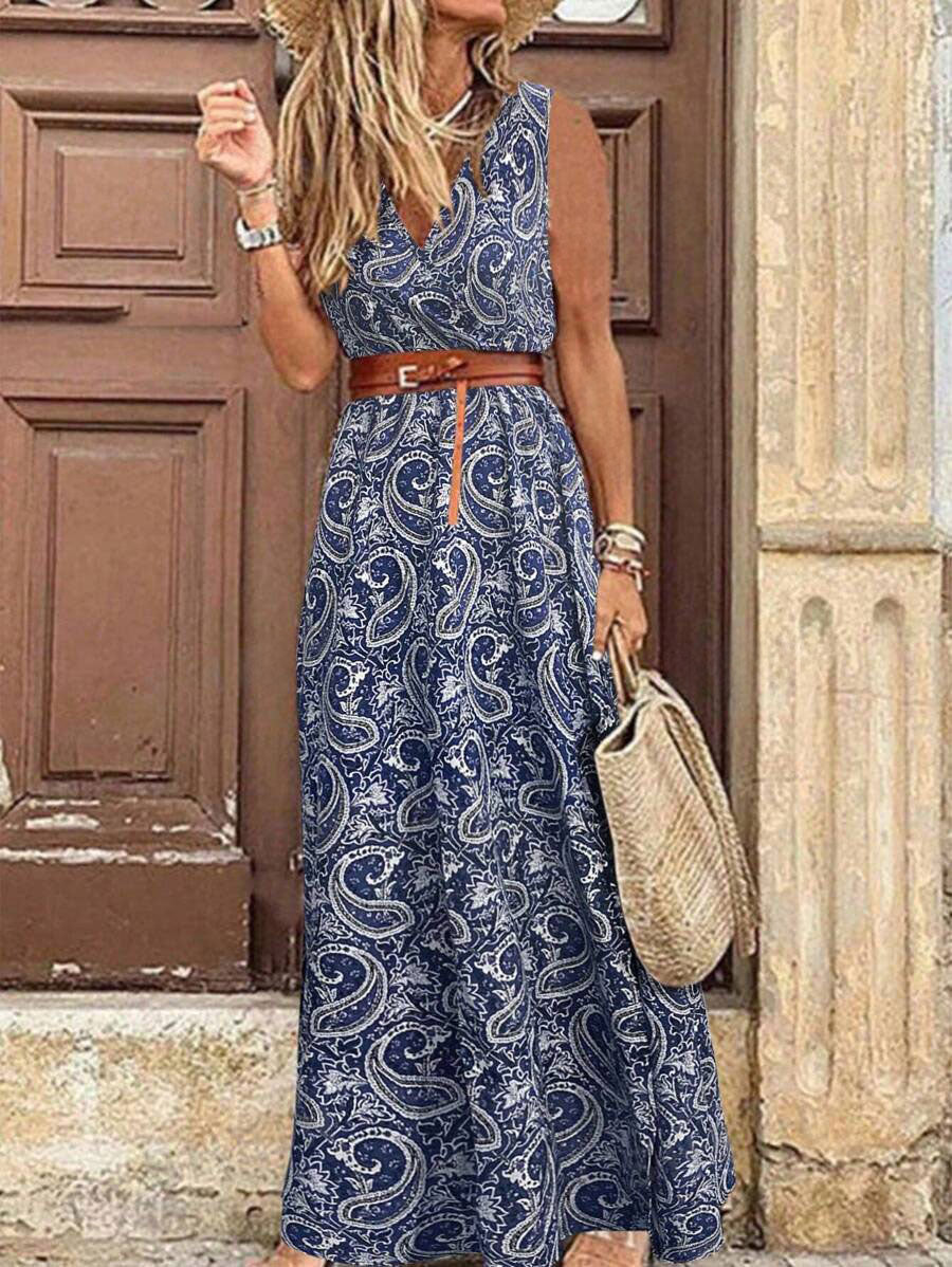 🔥 Nur noch heute: Halbpreis auf ärmelloses Urlaubskleid mit Paisley-Druck, lässig & stylisch