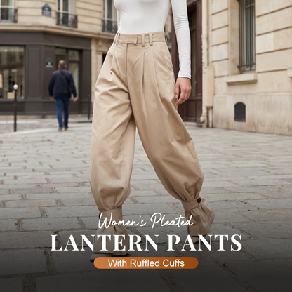 👖🎉 Damen Laternen-Hose mit Falten & Rüschenabschlüssen – Leicht & luftig – Perfekt für Sommer, Strand oder einen romantischen Boho-Look – feminin und bequem 🌸