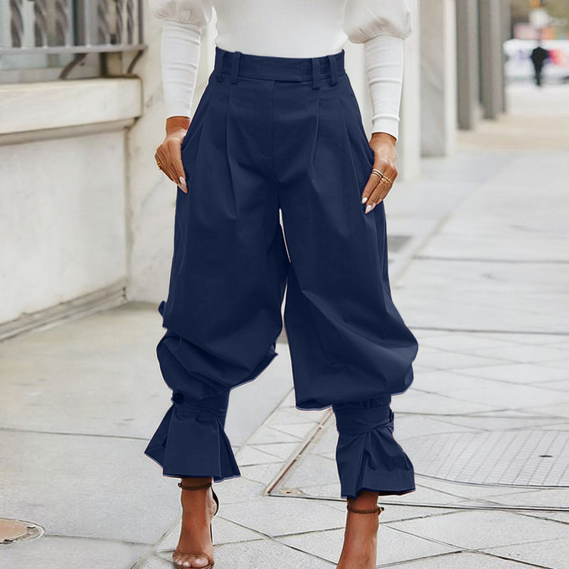👖🎉 Damen Laternen-Hose mit Falten & Rüschenabschlüssen – Leicht & luftig – Perfekt für Sommer, Strand oder einen romantischen Boho-Look – feminin und bequem 🌸