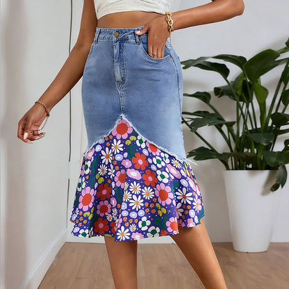 🧜‍♀️ Hochtaillierter Jeans-Meerjungfrauenrock für Damen – figurbetonend & elegant