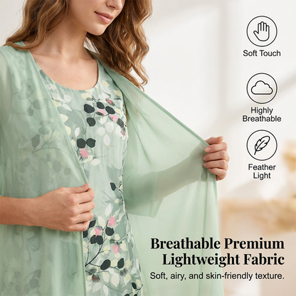 👗🌺 50% RABATT! Elegantes 2-teiliges Set aus Chiffonkleid und Strickjacke für Damen – Leicht, luftig & perfekt für festliche Anlässe & laue Sommerabende ✨