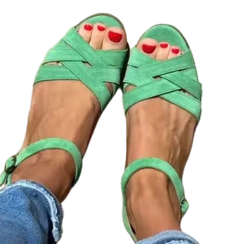 ☀️👡Step Into Summer In Style - Women's Hollow-Out Flat Sandals with Adjustable Buckle