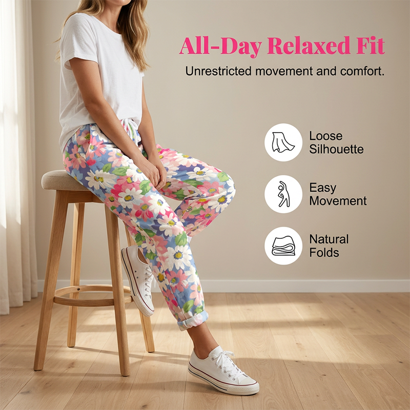 🌸 Sommerliche Blumenmuster-Hose mit elastischem Bund – lässig, stylisch & vielseitig kombinierbar