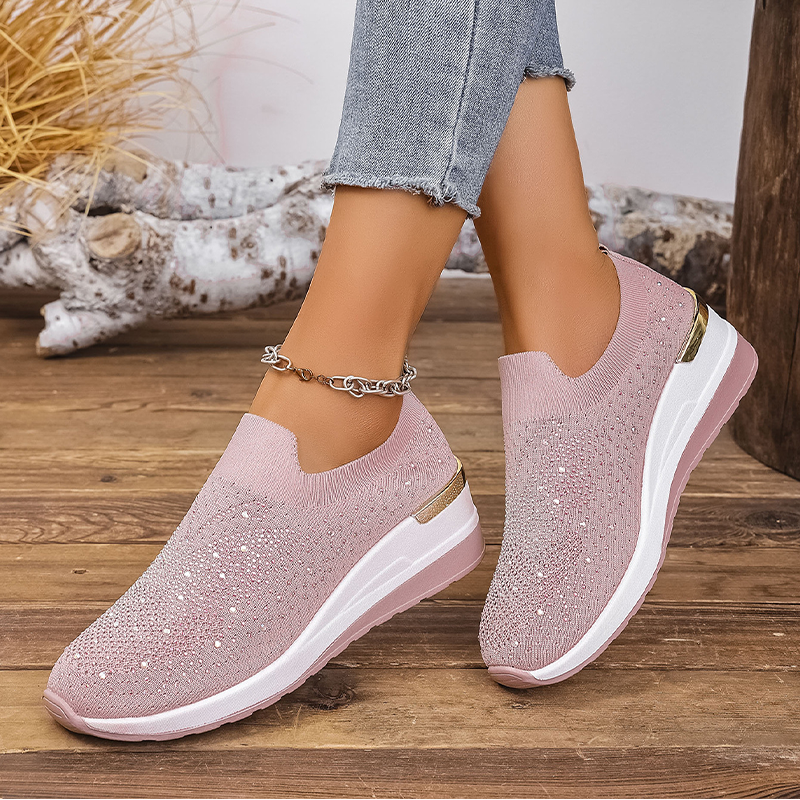 👟 Damen-Slip-On-Sneaker mit Strasssteinen & Schmetterlingsmotiv – glamouröser Look, bequem & einfach anzuziehen – perfekt für Alltag, Reisen & besondere Anlässe