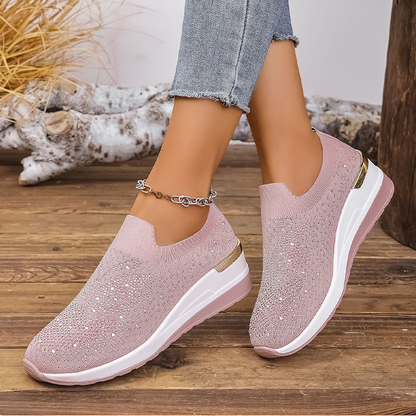 👟 Damen-Slip-On-Sneaker mit Strasssteinen & Schmetterlingsmotiv – glamouröser Look, bequem & einfach anzuziehen – perfekt für Alltag, Reisen & besondere Anlässe