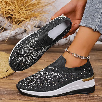 👟 Damen-Slip-On-Sneaker mit Strasssteinen & Schmetterlingsmotiv – glamouröser Look, bequem & einfach anzuziehen – perfekt für Alltag, Reisen & besondere Anlässe