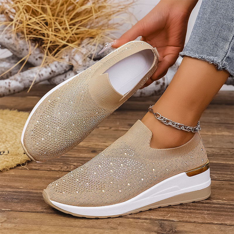 👟 Damen-Slip-On-Sneaker mit Strasssteinen & Schmetterlingsmotiv – glamouröser Look, bequem & einfach anzuziehen – perfekt für Alltag, Reisen & besondere Anlässe