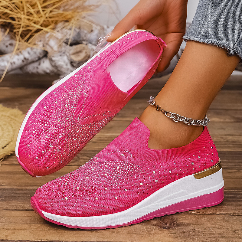 👟 Damen-Slip-On-Sneaker mit Strasssteinen & Schmetterlingsmotiv – glamouröser Look, bequem & einfach anzuziehen – perfekt für Alltag, Reisen & besondere Anlässe