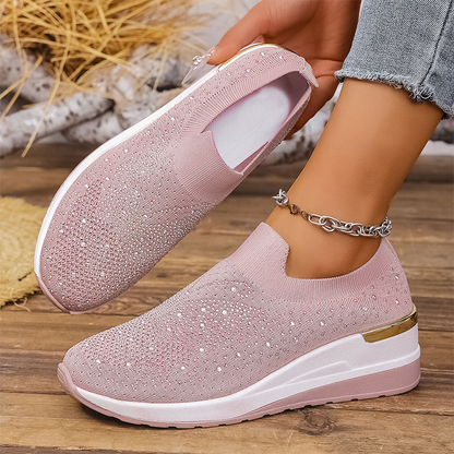 👟 Damen-Slip-On-Sneaker mit Strasssteinen & Schmetterlingsmotiv – glamouröser Look, bequem & einfach anzuziehen – perfekt für Alltag, Reisen & besondere Anlässe