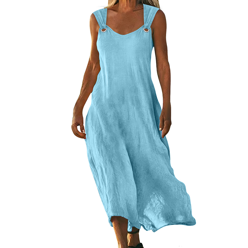 👗 Damen ärmelloses V-Ausschnitt Maxikleid mit Ringträgern – eleganter Look, luftiges Design & vielseitig kombinierbar