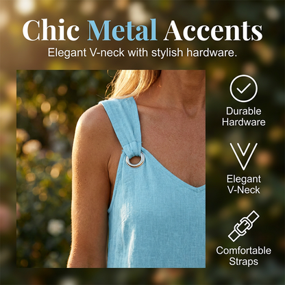 👗 Damen ärmelloses V-Ausschnitt Maxikleid mit Ringträgern – eleganter Look, luftiges Design & vielseitig kombinierbar