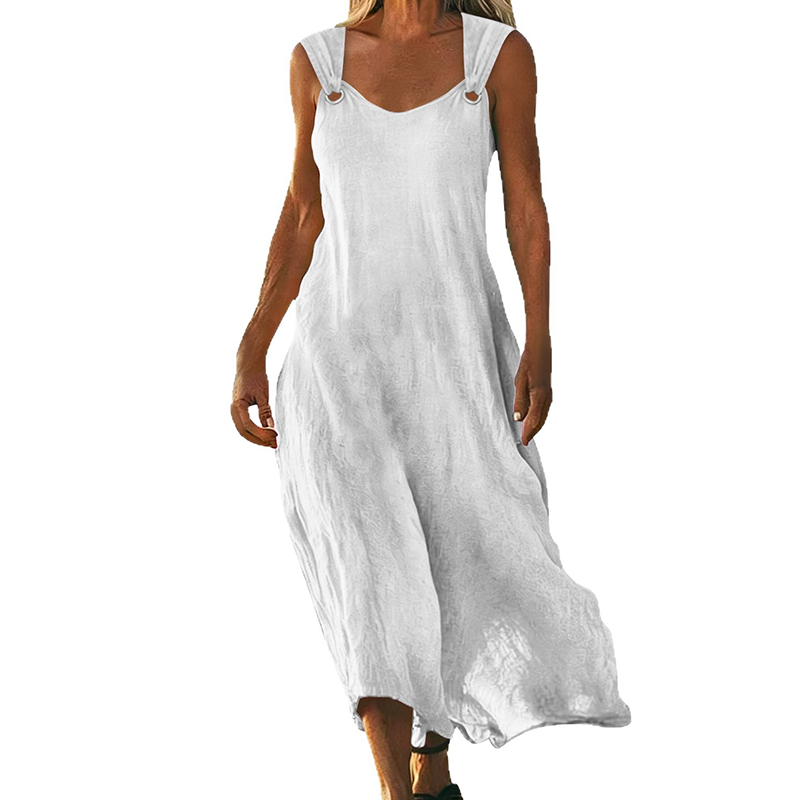 👗 Damen ärmelloses V-Ausschnitt Maxikleid mit Ringträgern – eleganter Look, luftiges Design & vielseitig kombinierbar