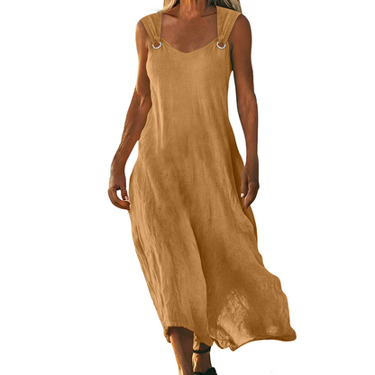 👗 Damen ärmelloses V-Ausschnitt Maxikleid mit Ringträgern – eleganter Look, luftiges Design & vielseitig kombinierbar