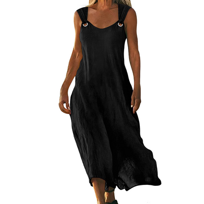 👗 Damen ärmelloses V-Ausschnitt Maxikleid mit Ringträgern – eleganter Look, luftiges Design & vielseitig kombinierbar