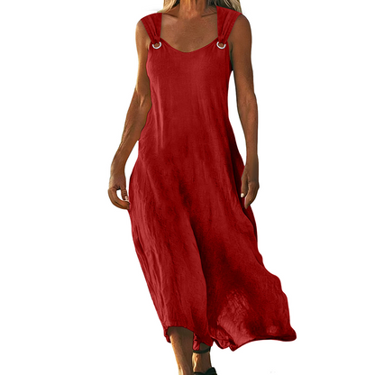 👗 Damen ärmelloses V-Ausschnitt Maxikleid mit Ringträgern – eleganter Look, luftiges Design & vielseitig kombinierbar